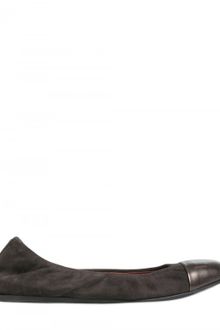 Lanvin Suede Metallic Toe Ballerina Flats - Lyst