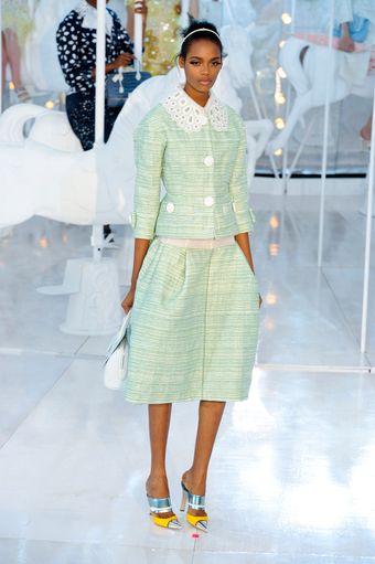 Louis Vuitton Spring 2012 Mint Green Fitted 3/4 Sleeve Jacket With Oversized White Buttons - Lyst