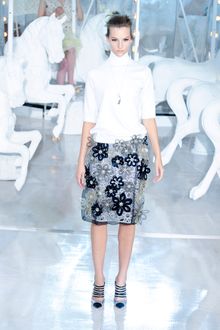 Louis Vuitton Spring 2012 Sheer Floral Embellished Midi Skirt - Lyst
