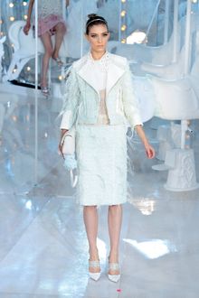 Louis Vuitton Spring 2012 Ombré Feather Trimmed Pencil Skirt - Lyst