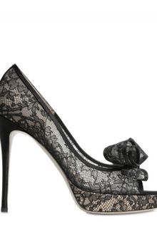 Valentino 120mm Lace Bow Open Toe Pumps - Lyst