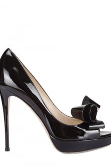 Valentino 120mm Patent Bow Open Toe Pumps - Lyst