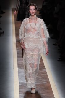 Valentino Spring 2012 Sheer Lace Maxi Dress - Lyst