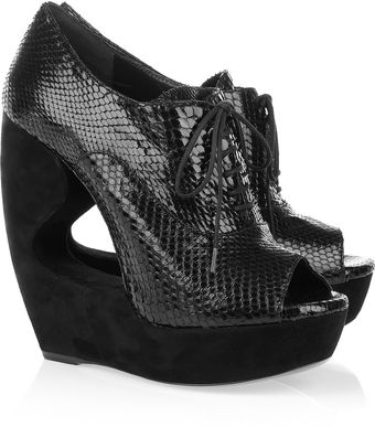 Alaïa Python and Suede Cutout Ankle Boots - Lyst