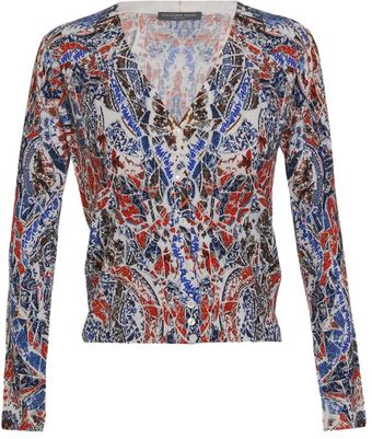  Porcelain Printed Wool Cardigan 