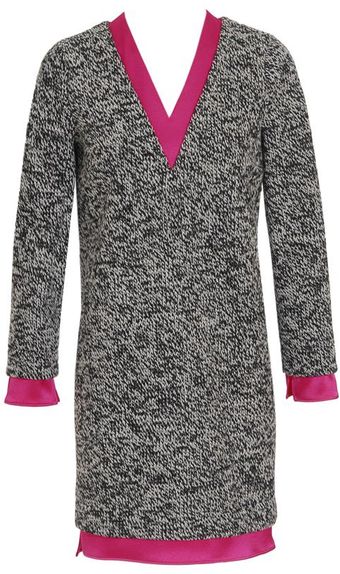  Virgin Wool-blend Knit Dress with Techno-satin 