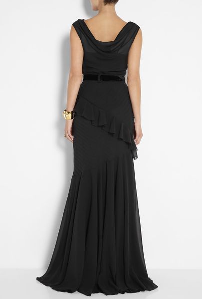 D&g Silk Drape Neck Bias Cut Maxi Dress in Black | Lyst