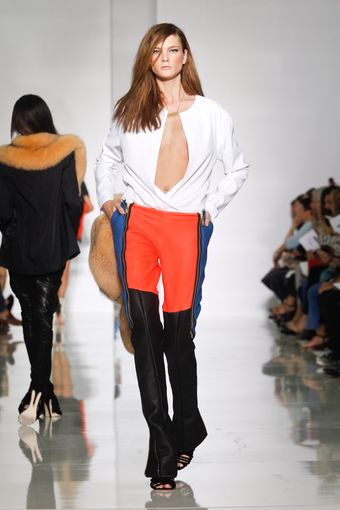 Kanye West Spring 2012 Multicolored Flare Leather Pants with Zip Details - Lyst