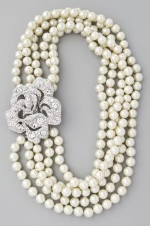 Kenneth Jay Lane 5 Row Pearl and Crystal Necklace - Lyst