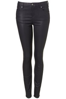 Moto Wet Look Coated Skinny Jeans - Lyst