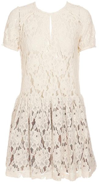  Dropped Waist Lace Dress with Tartan Skirt Backing 