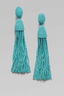 Oscar de la Renta Hematite Seed Beaded Fringe Earrings - Lyst