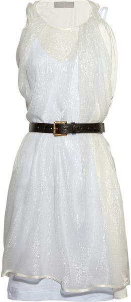 Preen Coil Metallic Silk Dress in White - Lyst