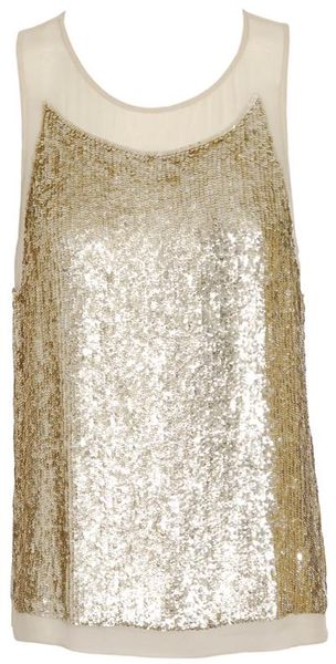 Stella McCartney Sequin Embellished Silk Tank Top - Lyst