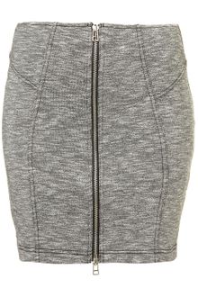 Topshop Zip Front Jersey Skirt - Lyst