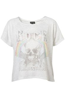 Topshop Rock Print Crop Tee - Lyst