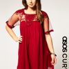 Asos Collection Asos Curve Shift Dress with Embellished Mesh and Trim in Red (rumbared) - Lyst