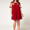 Asos Collection Asos Curve Shift Dress with Embellished Mesh and Trim in Red (rumbared) - Lyst