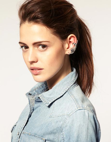 Asos Collection Asos Wing Star Ear Cuff in Silver - Lyst