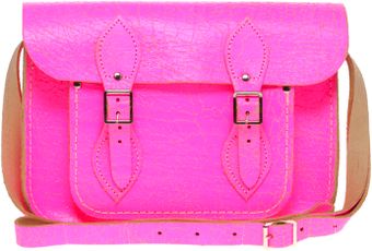 Cambridge Satchel Company Exclusive To Asos 11 Pink Fluro Cracked Leather Satchel - Lyst