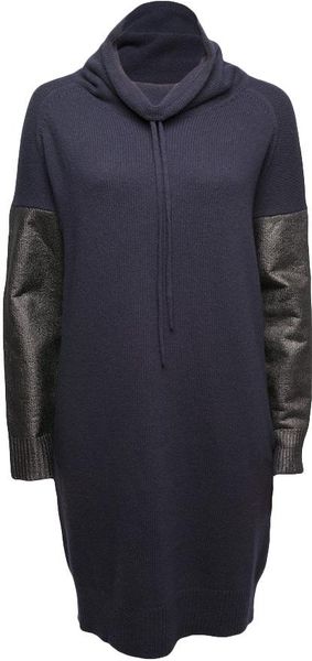 Stella McCartney Leather-sleeve Hoodie Dress - Lyst