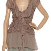 Alberta Ferretti Ruched Silkchiffon Blouse in Beige (pink) - Lyst