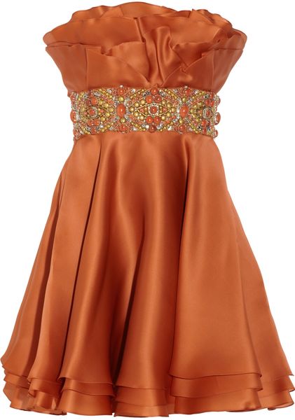 Marchesa Embellished Silkorganza Dress in Orange - Lyst