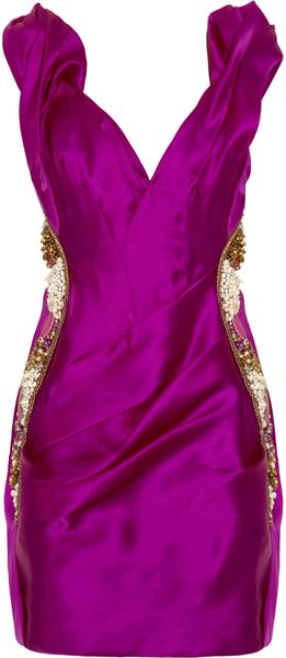 Marchesa Embellished Silkorganza Dress in Purple (pink) - Lyst