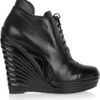 Yves Saint Laurent Leather and Patentleather Wedge Ankle Boots in Black - Lyst