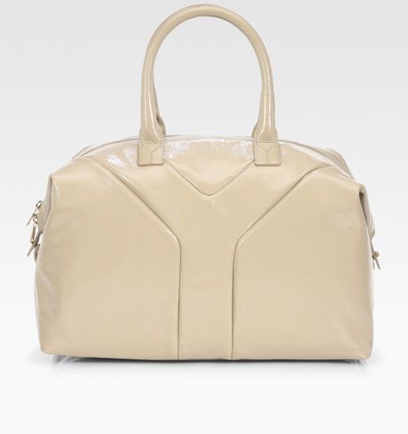 Yves Saint Laurent Easy Medium Patent Tote in Beige (cream) - Lyst