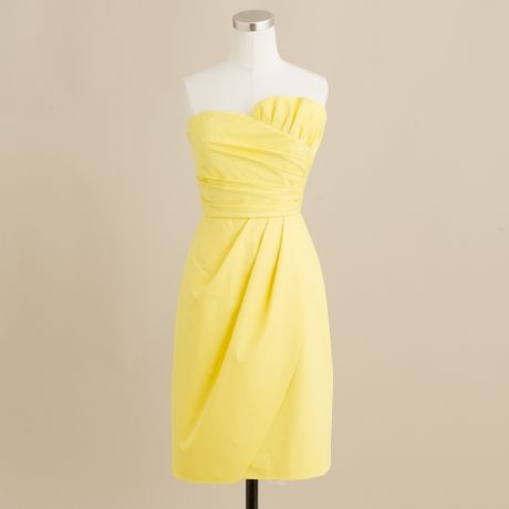 crew Gabby Dress in Cotton Taffeta in Yellow (bright lemon)