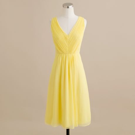 crew Louisa Dress in Silk Chiffon in Yellow (frosted citrus)