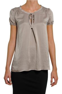 L'Autre Chose Short Sleeved Silk Blouse with Bow - Lyst