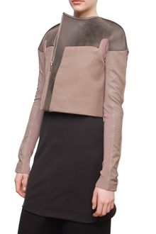 Rick Owens Short Wool Jacket with Leather Details - Lyst