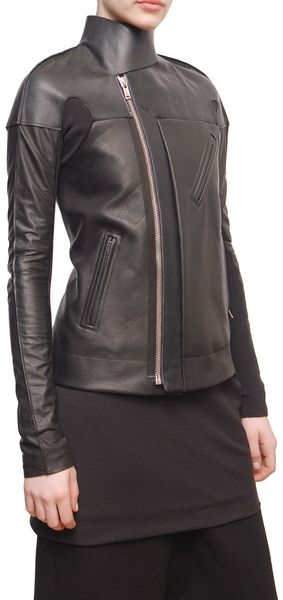 Rick Owens Structured Leather Jacket with Side Zip - Lyst