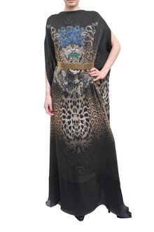 Roberto Cavalli Long Kaftan Silk Dress with Jaguar Print - Lyst