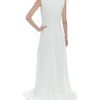 Valentino Long Dress with Belt and Lateral Frill Details in White - Lyst