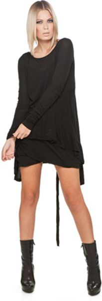 Drkshdw By Rick Owens Long Sleeve Tee in Black in Black - Lyst