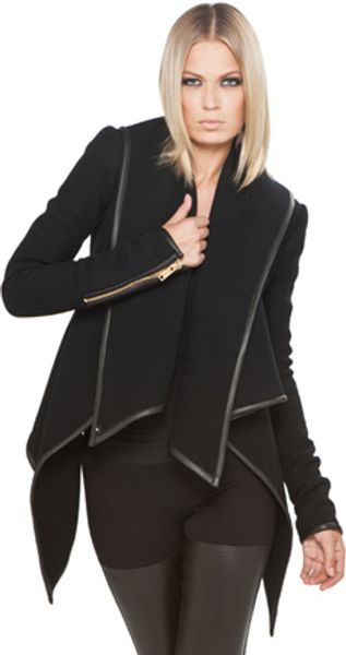 Gareth Pugh Drape Jacket with Leather Trim in Black - Lyst
