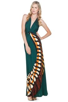 Issa Long Halter Dress in Music Green - Lyst