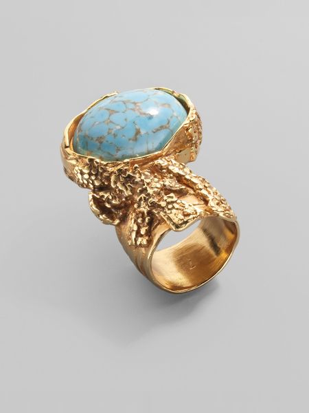 Yves Saint Laurent Arty Ovale Ring in Blue (turquoise) - Lyst