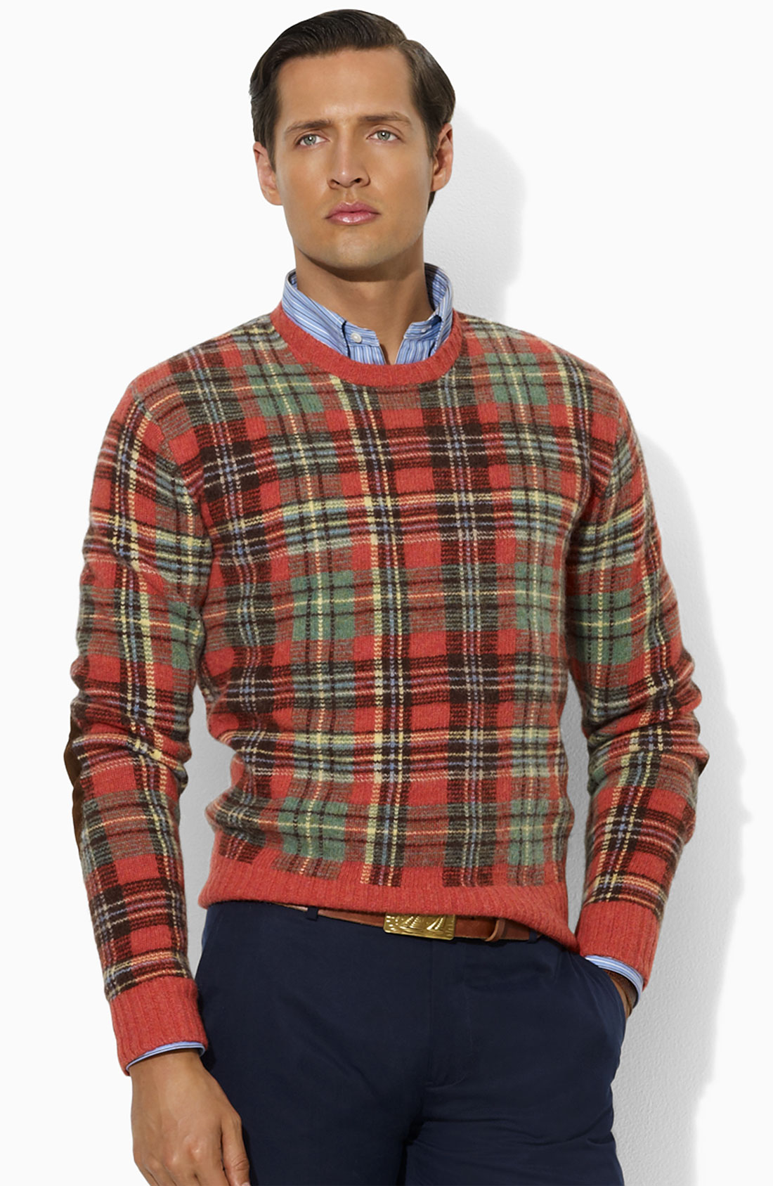 Polo Ralph Lauren Intarsia Sweater in Orange for Men (orange plaid) | Lyst
