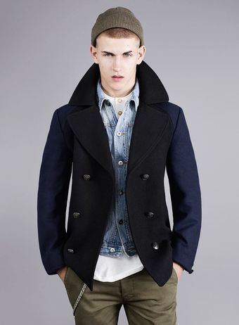 Topman James Small Black Wool Peacoat - Lyst