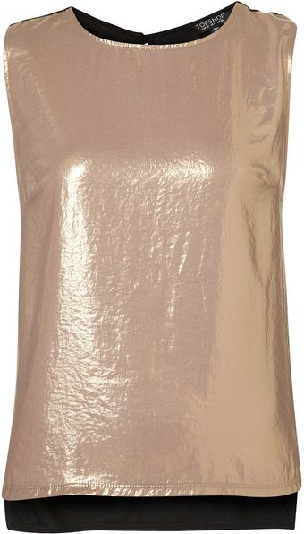 Topshop Metallic Front Shell Top - Lyst