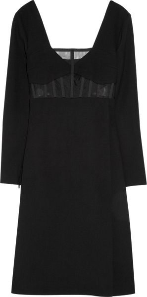 Versus Woolcrepe and Boned Tulle Dress in Black - Lyst