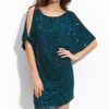 Aidan Mattox Cold Shoulder Sequin Dress in Green (evergreen) - Lyst