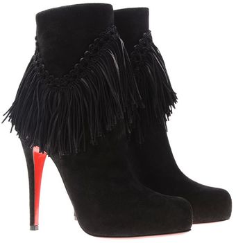 Christian Louboutin Rom Fringed Suede Boots - Lyst