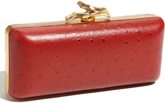 Diane Von Furstenberg Tonda Ostrich-embossed Clutch - Lyst