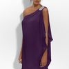 Js Boutique Embellished One Shoulder Chiffon Dress in Purple (plum) - Lyst