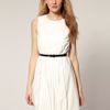 Ted Baker Pleated Front Belted Dress in Beige (cream) - Lyst